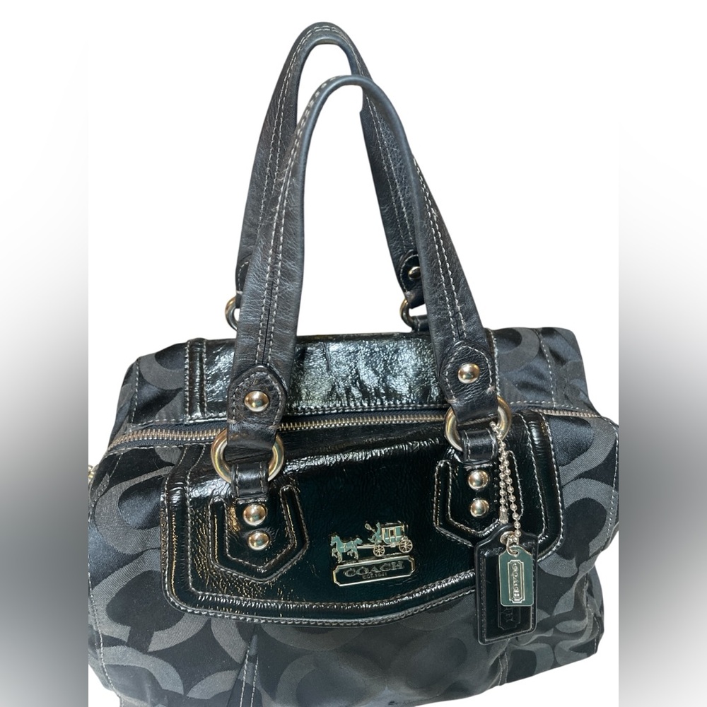 ‼️SPRING SALE Coach Madison Audrey Op Art in Black & Black Leather Trim 🖤 - Picture 12 of 17